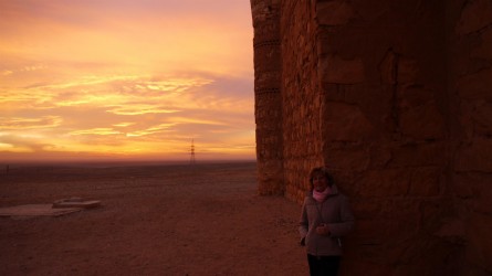 Sonnenuntergang beim Wüstenschloss Al Kharaneh