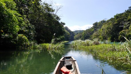 Einbaumfahrt am Río Pequeni
