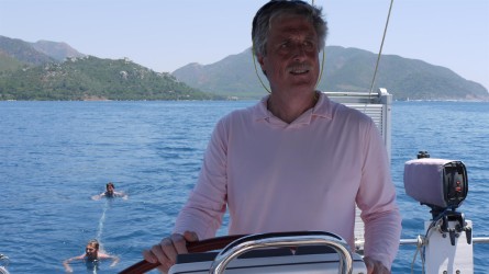 Skipper mit Crew an der Leine, Bucht von Marmaris