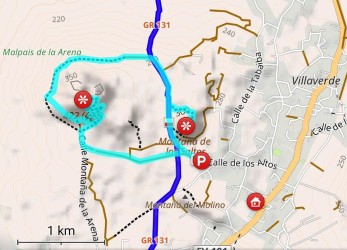 Route Villaverde-zwei Vulkane © OsmAnd/OSM