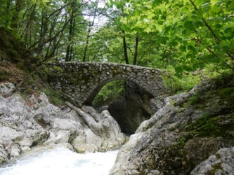 Alte Steinbrücke in Savica Schlucht